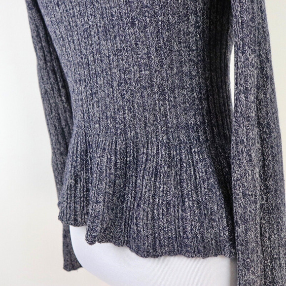 Anthropologie Size S Cascading Ruffles Asymmetrical Sweater Gray - Picture 6 of 10